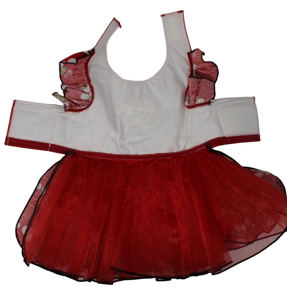 Handmade Valentine's Designer Small Doggie Bee Mine Embellished Dress Red Pink - Picture 5 of 5